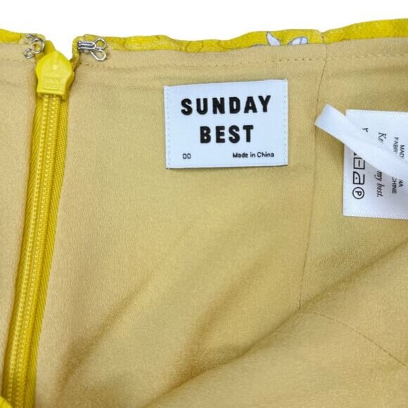 Aritzia Sunday Best Tatiana Mini Skirt in Floral Marigold Size 00 - Picture 4 of 6